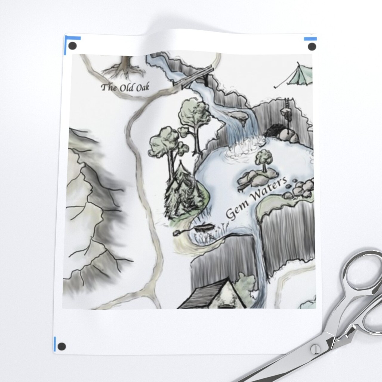 Adventure Map Dragon Castle Kids Medieval Fantasy Magical Lake Ocean Custom Printed Fabric by Spoonflower Various Fabrics by the Yard or Fat Quarter